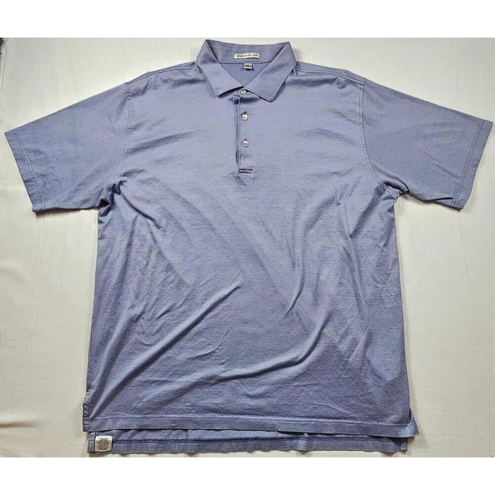 Peter Millar Shirt Polo Summer Comfort Mens XL Blue Striped Golf‎ Stretch Cool
